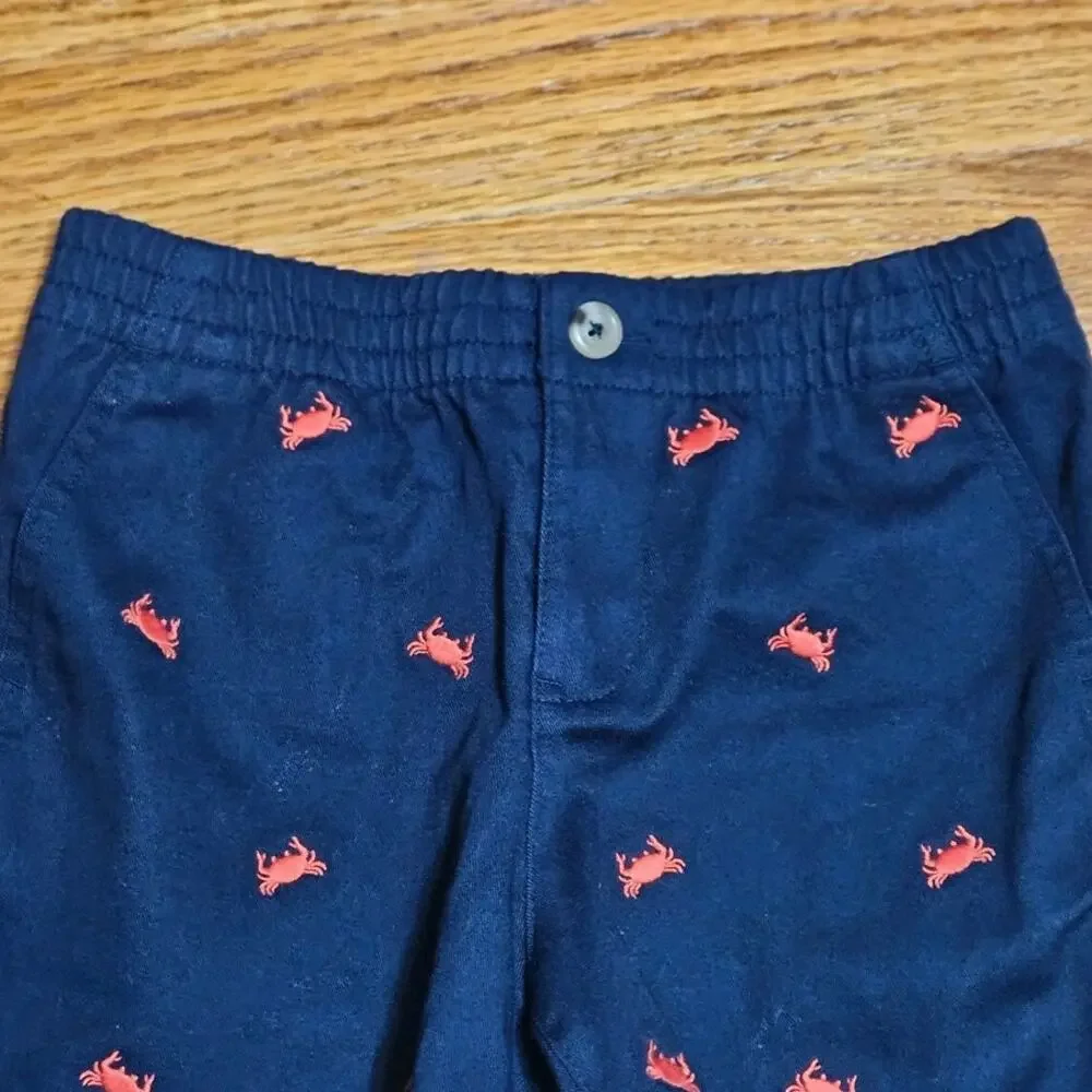 Ralph Lauren Navy Crab Embroidered Cotton Shorts NWT 24M